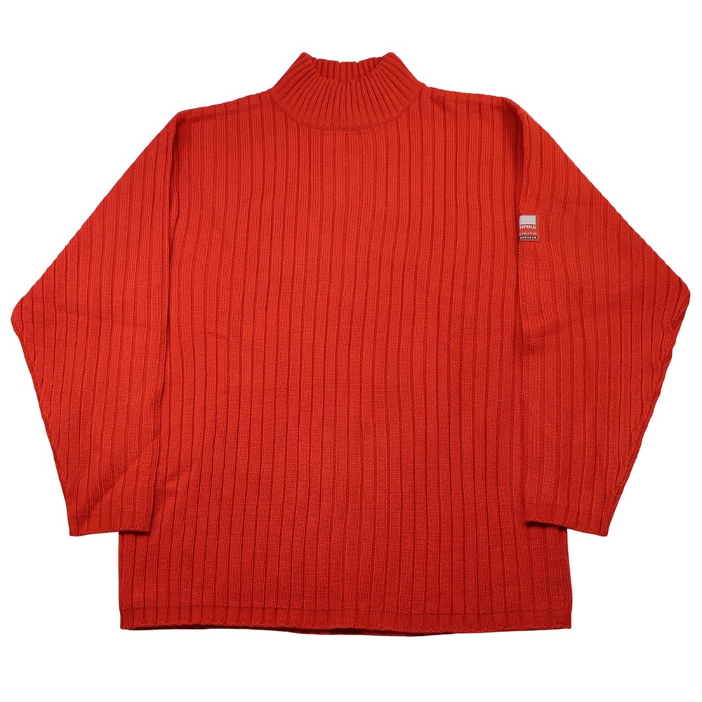 Southpole Mens XL Sweater Red Ribbed Mock Neck Long Sleeve Authentic Collection